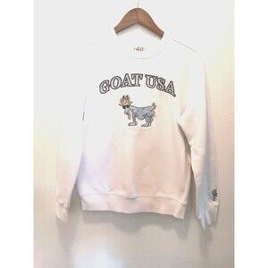 GOAT USA Crewneck Sweatshirt Unisex Size XS Cream White Graphic Fall 2022 Logo